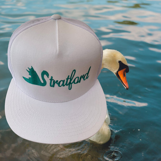 Stratford Embroidered Swan Truckers Baseball Cap Headwear