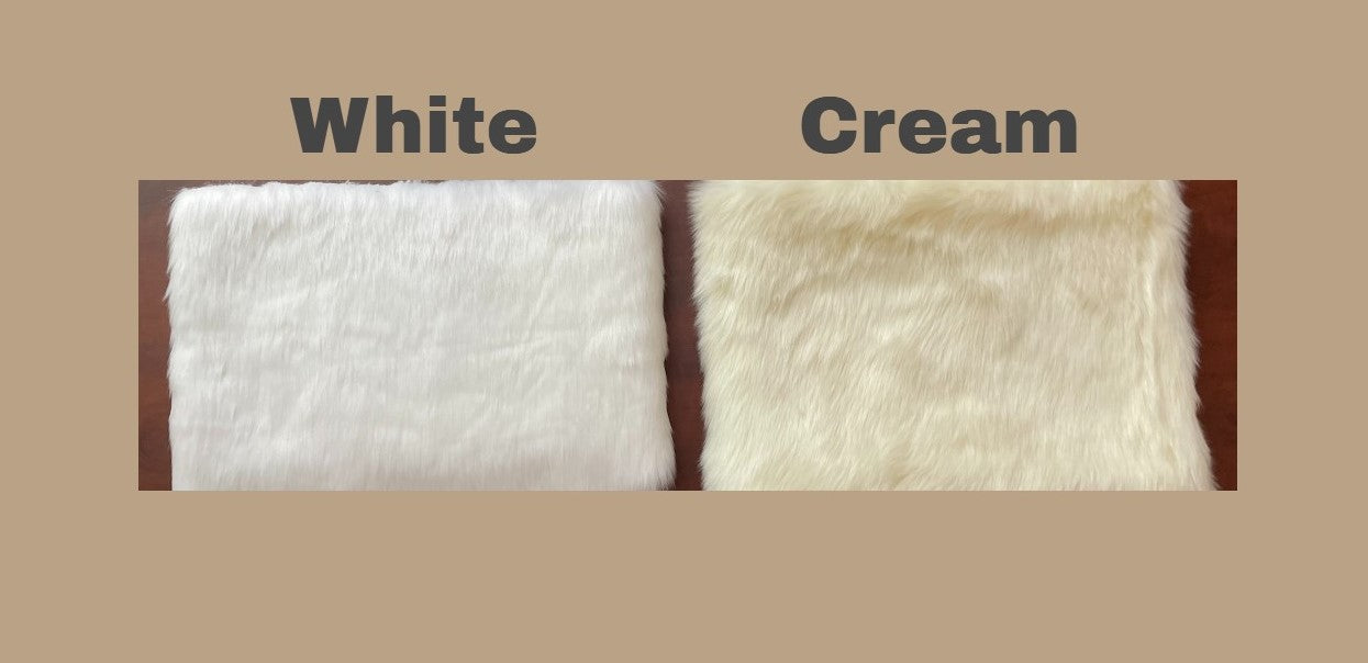 White and Cream Short-Haired Faux Fur Shawls